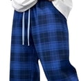 thumbnail image 3 of Lmueinov Mens Plaid Pajama Pants Straight Leg Lounge Pants with Pockets Drawstring Waist Soft Cotton Blend Comfortable Sleep Pants Casual Loungewear for Home, 3 of 4