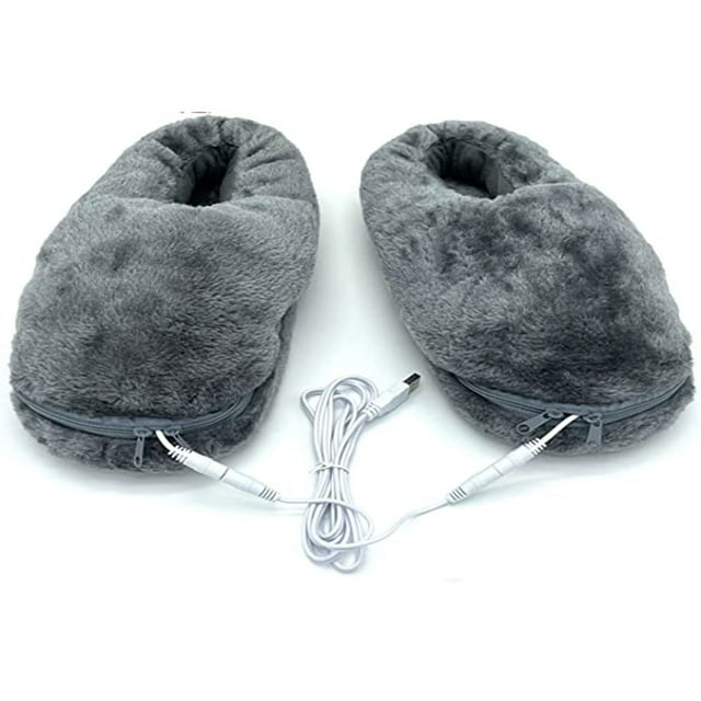 YOPTOP Heated Foot Warmer Electric Heating Booties Slippers TPR Suede USB Charger Electric Heating Booties Slippers Washable Heating Shoes Warmer for Women Men