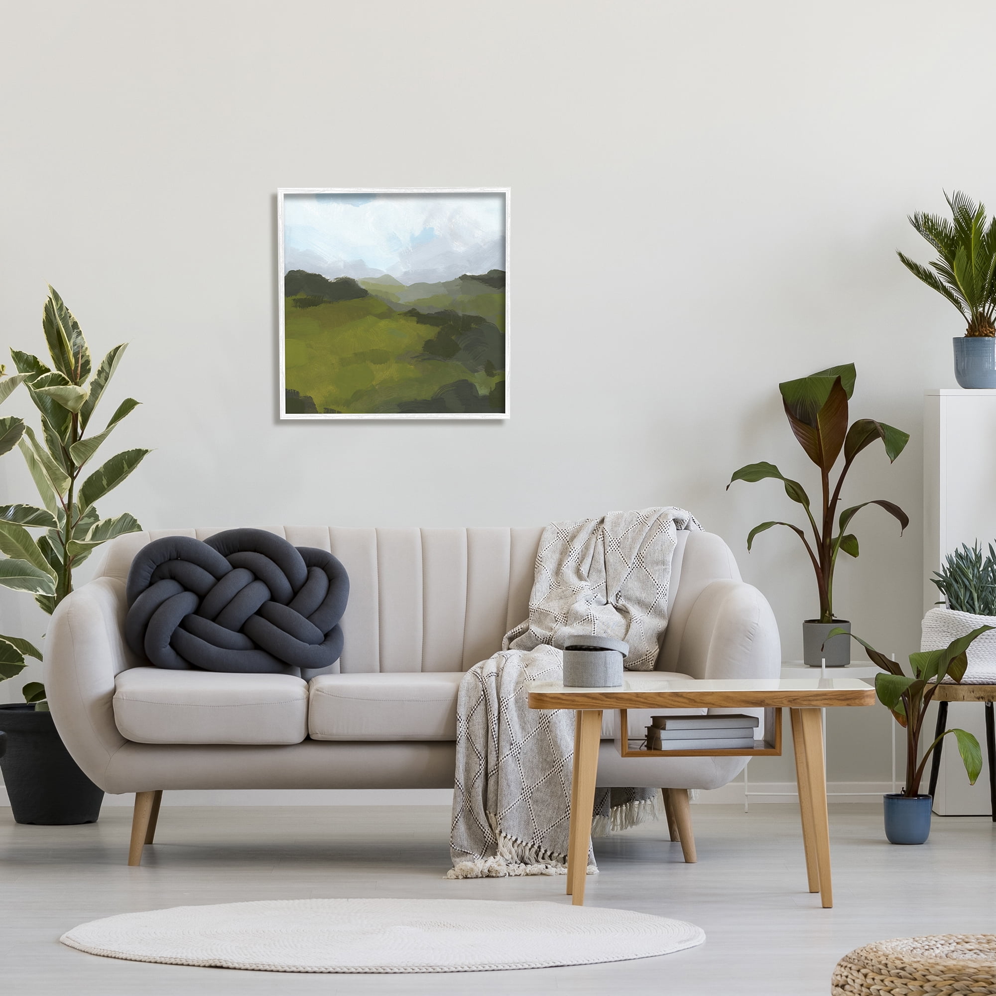 Stupell Industries Thick Green Meadow Landscape Cloudy Hazy Sky, 24 x 24, Designed by Jacob Green