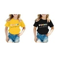 thumbnail image 1 of 2 Pack(Noir 1PCS & Jaune 1PCS) Multipack Shorts Léopard Mignon Imprimé Graphique Chemises Raglan Col Rond Manches Courtes Haut Pailleté T-Shirt Décontracté d'Été, 1 of 4