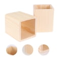 thumbnail image 3 of SHISUYAN 2 Pcs Single Compartments Wooden Container Pen Holder Office Organizer Unfinished Solid Color Case Pot for Home Office DIY Graffiti Random Style(Square Tube), 3 of 8