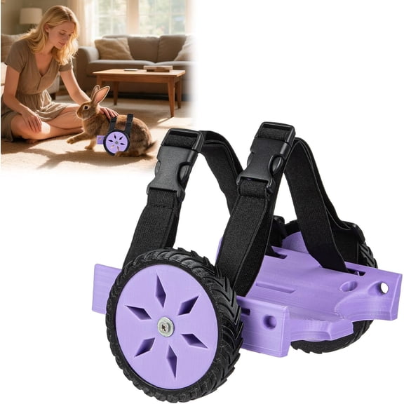 Adjustable Guinea Pig, Rabbit and Hamster Wheelchair for Back Legs Mobility Aid, Soft TPU Tires with Raps