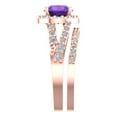 thumbnail image 3 of 2.32 ct Brilliant Round Cut Natural Amethyst 14K Rose Gold Halo Solitaire with Accents Engagement Bridal Wedding Ring Band Set size 5.5, 3 of 7