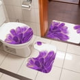 thumbnail image 4 of Purple Gold Bath Mat 3 Piece Bathroom Rug Set, Abstract Flower Ombre Aesthetics Paint Non Slip Bath Rug Contour Mat and Toilet Lid Cover, Absorbent Shower Mats Soft Bath Rugs and Mats Sets, 4 of 8