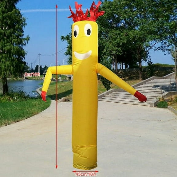 10ft 3M Inflatable Dancing Doll Yellow Tube Sky Man Wind Sky Wavy Dancer Inflatable Advertising Air Puppet Waving Arm 10ft Inflatable Tube Man Air Powered Dancing Puppet Yellow Advertising Sign