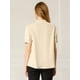 thumbnail image 5 of INSPIRE CHIC Tops de blusa de trabajo con cuello redondo y mangas cortas con tapeta de medio botón con volantes para mujer Albaricoque M, 5 of 6