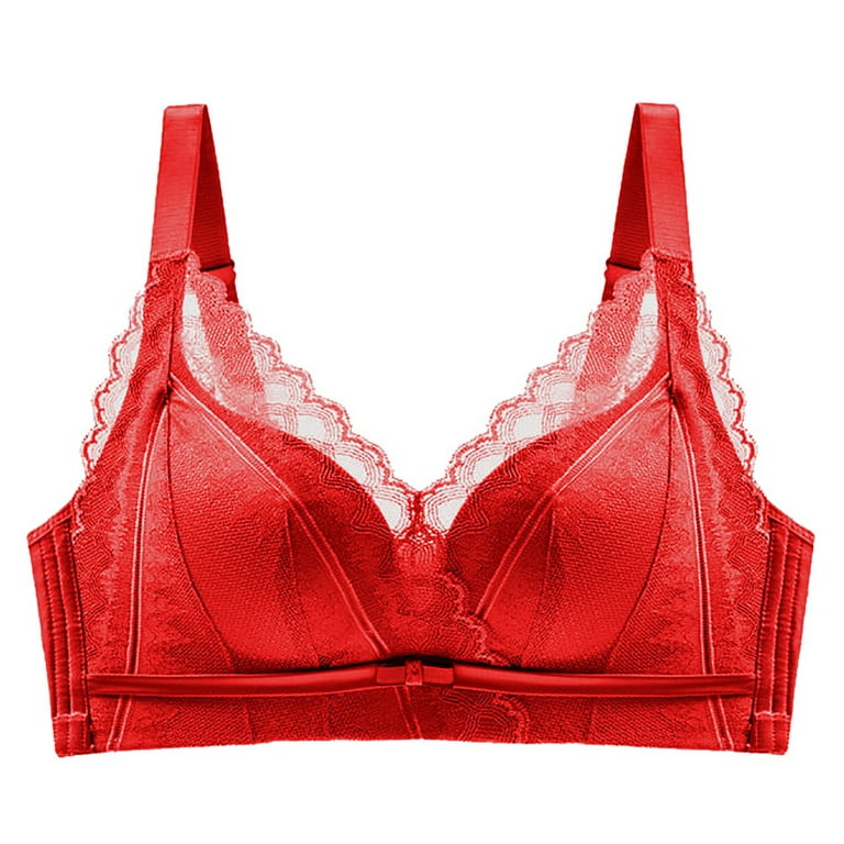 HAPIMO Everyday Bra Wireless for Women Push-up Ultra Light Lingerie Comfort  Daily Seamless Smoothing Brassiere Underwear Red XL