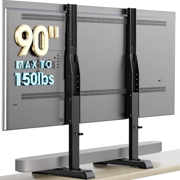 Black Height Adjustable Tabletop TV Stand, Replacement Steel TV Legs Compatible with Most 37-86 Inch Flat & Curved TVs, Supports Up to 150 lbs with Cable Management, Maximum VESA 800×600mm