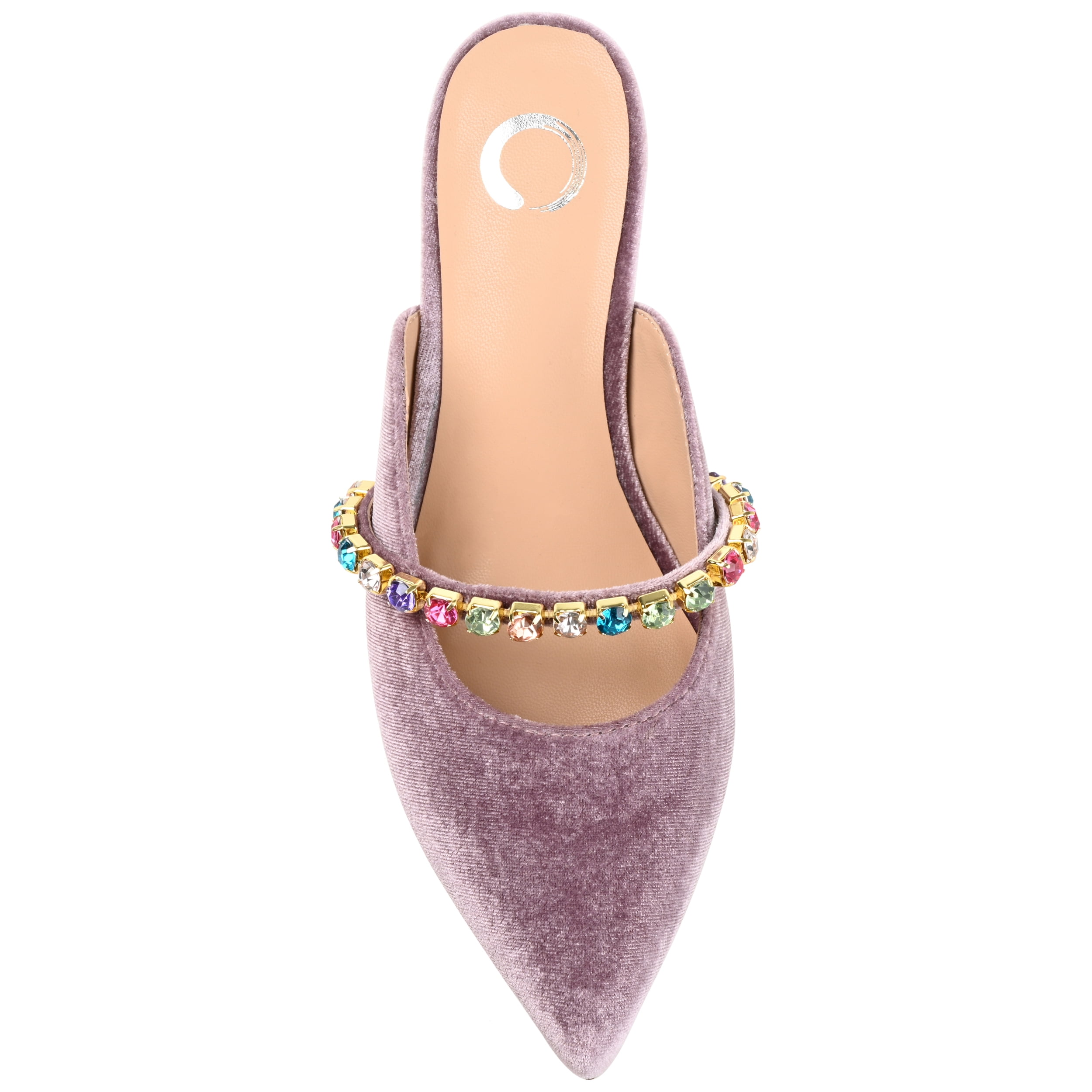Journee Womens Jewel Mules Pointed Toe Slip On Evening Dress Flats