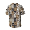 thumbnail image 5 of Uemuo Cartoon Bear Pattern Cotton Linen Short Sleeve Shirts,Casual Lightweight Button Down Shirts,Vacation Beach Summer Tops-Small, 5 of 7