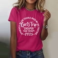 thumbnail image 4 of Tittly T Shirts for Women Spring Tops for Women Girl's Trip 2025 T Shirt Women's Fashion Round Neck Casual Short Sleeves0 Graphic Tees Tshirts Shirts Hot Pink XL, 4 of 5