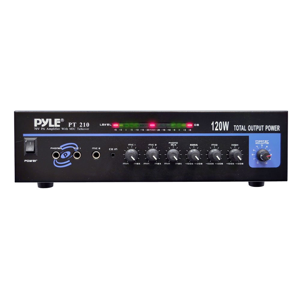 PYLE PT210 120 WATT MICROPHONE PA Mono Amplifier w/70V Output & Mic