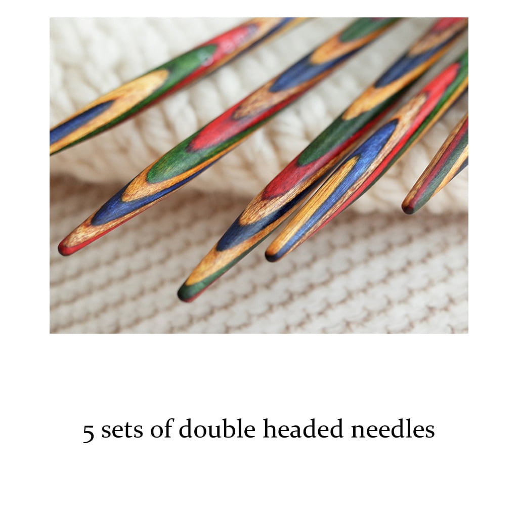 5Pieces Double Ended Wood Knitting Needle Double Head Pointed Knitting Needle for Adult Beginner Knitting Craft Project