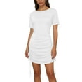 thumbnail image 6 of Gamivast Womens Ruched Mini Dress Crew Neck Short Sleeve Bodycon Drawstring Slim Fit Casual Summer Party Clubwear Stretchy Basic T Shirt Dress Wear, 6 of 7