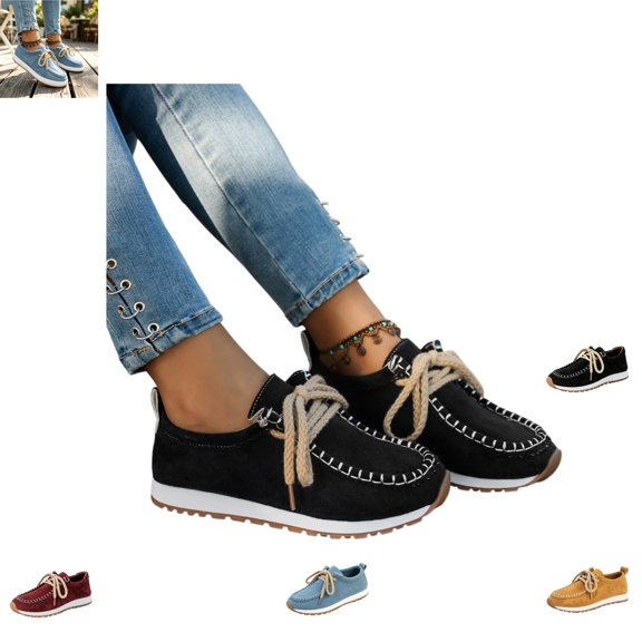 YOUYEDIAN Moccasins Women Fall Fashion Strap Design Comfortable Slip On Platform Sneakers Versatile Casual Walking Shoes