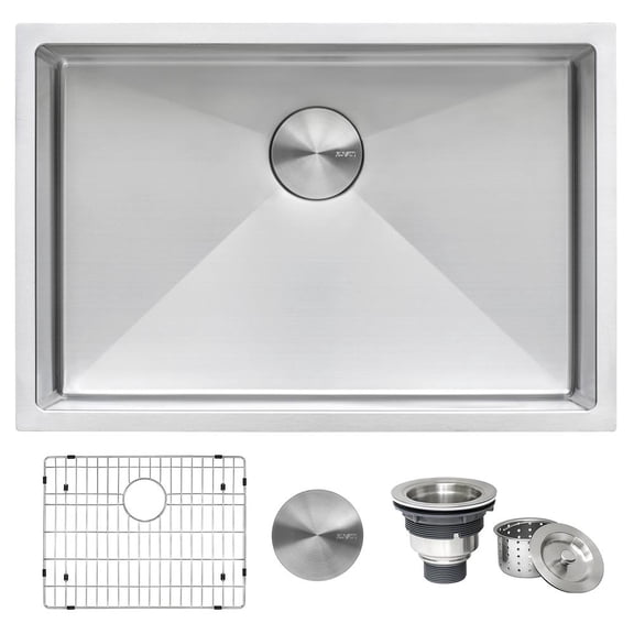 ruvati 26-inch undermount 16 gauge tight radius stainless steel kitchen sink single bowl - rvh7126