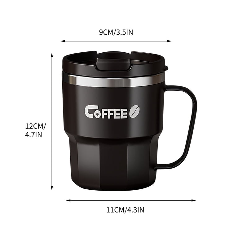 Dvumao 13oz Stainless Steel Coffee Mug with Lid - Double-Wall Insulated  Water Cup for Hot & Cold Drinks(Black, 400ml)