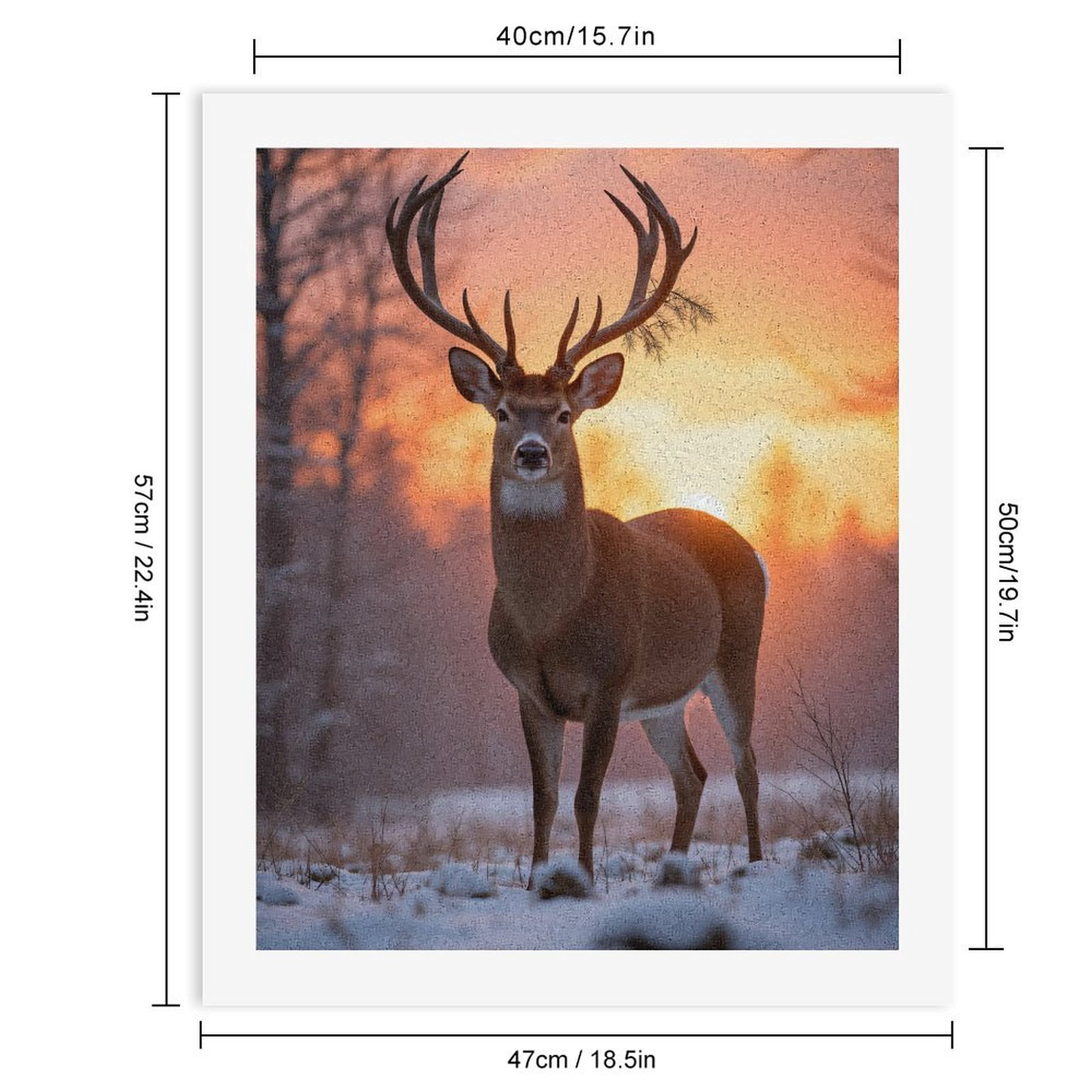 Paint by Numbers Kit for Adults, Winter Deer Sunrise Silhouette Paint by Numbers, Easy Paint by Numbers Kit for Adults Beginner, DIY Adult Paint by Number Kits on Canvas, Home Decor