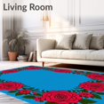 thumbnail image 2 of ODIKA 8'x10' Machine Washable Non-Slip Area Rug, Rose Bouquet Border Traditional Accent High Traffic Rug, Blue, 561493, 2 of 7