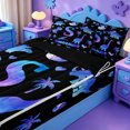 thumbnail image 3 of meiyoeat Colorful Ombre Monogrammed S Zipper Full Size Comforter Sets with Fitted Sheet and 2 Pillowcases For Boys,Dino Themed Initial Zipper Bedding Set,Black Reversible,4 Pieces, 3 of 7