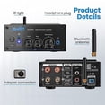 thumbnail image 5 of Moukey Audio Amplifier 2 Channel Bluetooth 5.0, 200W Mini Amplifier Receiver for Speakers, HiFi Power Amp with Headphone Jack, Bass/Treble Remote Control for Home Speakers- MAMP4, 5 of 6