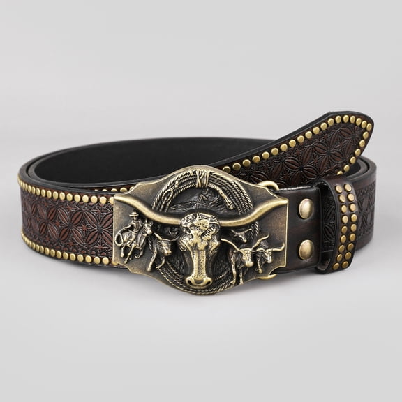 New denim belt men's retro American belt hip hop trend bead rivets personalized design belt men