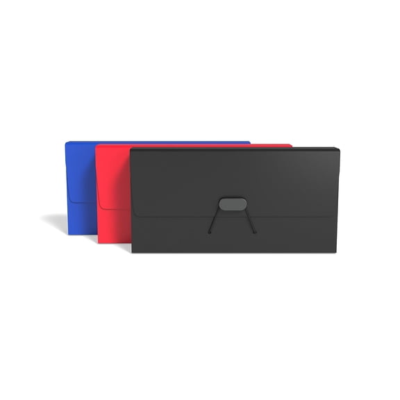 Staples TRU RED Moisture Resistant Plastic Accordion Files 13-Pocket Check Size Assorted 3/Pack