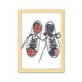 thumbnail image 1 of Zapatos de lona u. S U. K patron de la bandera Cuadro de madera decorativa marco de casa A4, 1 of 3