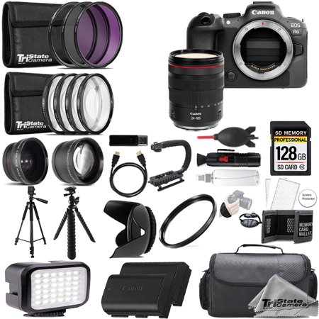 Canon EOS R6 Mirrorless Camera with 24-105mm f/4 Lens+ 128GB + Extra Battery+ 9 PC Filter- ULTIMATE Kit