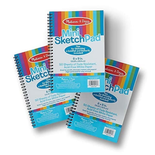 Bloc de dibujo Melissa & Doug Mini, 50 hojas, 15 x 9 pulgadas, paquete de 3