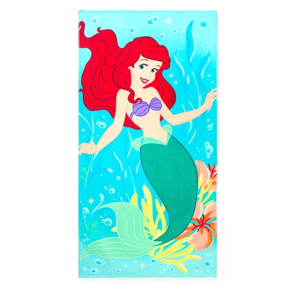 Disney Store Official Ariel Beach Towel with The Little Mermaid Screen Art on Topside - Measures 29" x 58" - Soft & Absorbent for Pool or Beach - Bath Towels for Kids Who Love Princesses & Ariel