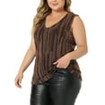 thumbnail image 4 of Agnes Orinda Women's Plus Size Tank Tops Sleeveless Glitter Gradient Sequin Party Tops 3X Orange, 4 of 6