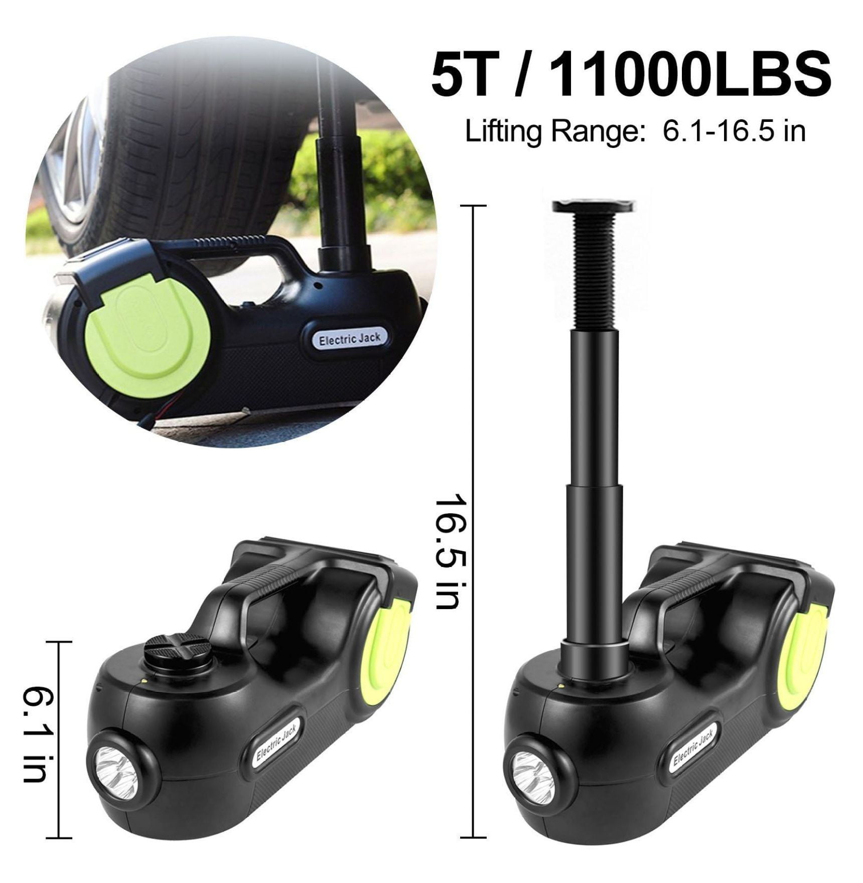 5 Ton Electric Car Jack with Impact Wrench - Hydraulic Floor Jack Set, LED Light, 135-360mm Lift for SUV, Sedan, Truck Repair