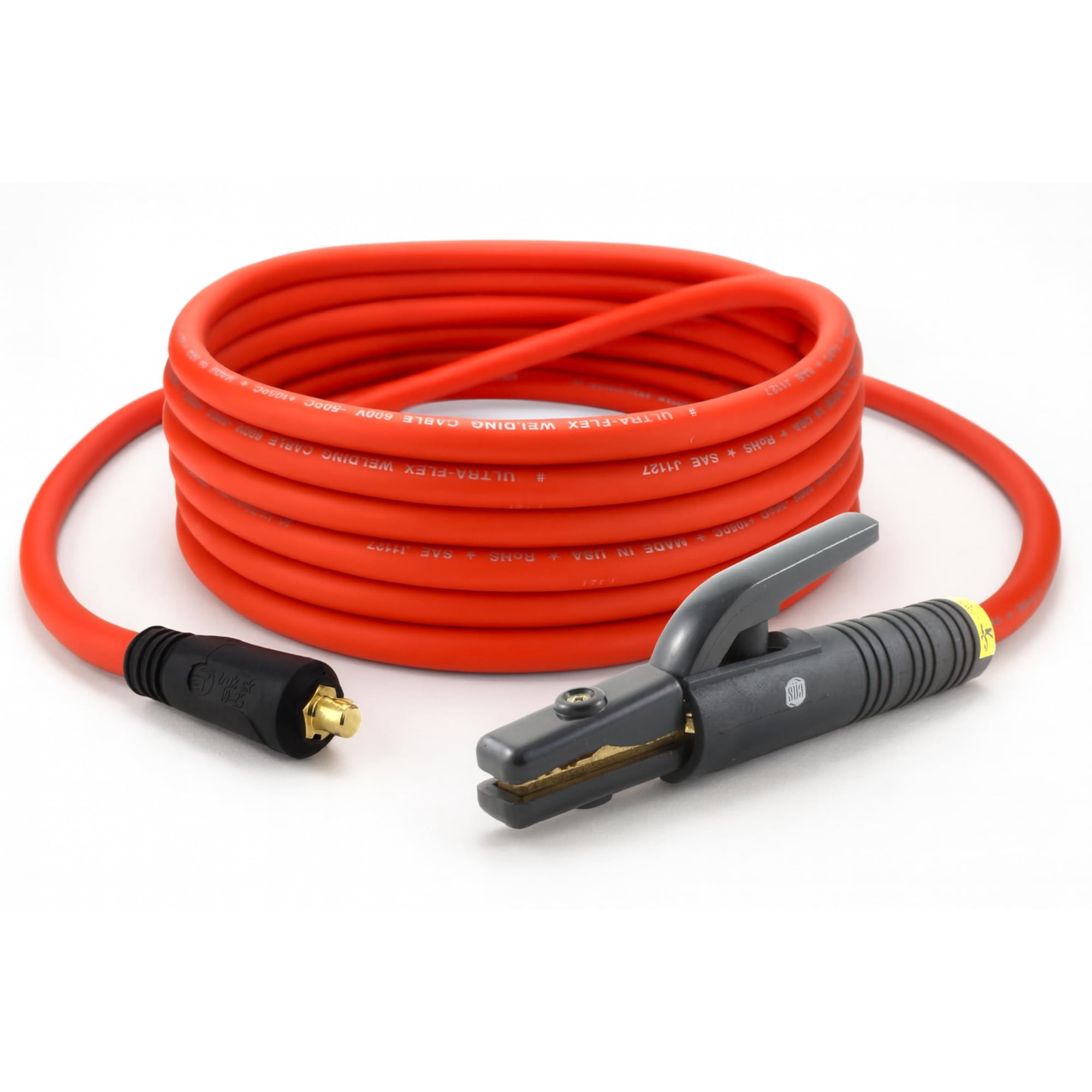 S&Uuml;A - ULTRA FLEX - 200 Amp Welding Electrode Holder Lead Assembly - Dinse 10-25 Connector - #2 AWG 100% Copper Cable (50 FEET)