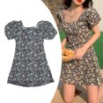 thumbnail image 1 of Vestido Floral Mujer Manga Corta Cintura Alta Casual Mini Vestido De Verano Para Mujeres Fiesta Diaria, 1 of 7