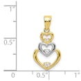 thumbnail image 3 of 10k Yellow Gold CZ 3-Heart Pendant Charm, 3 of 3