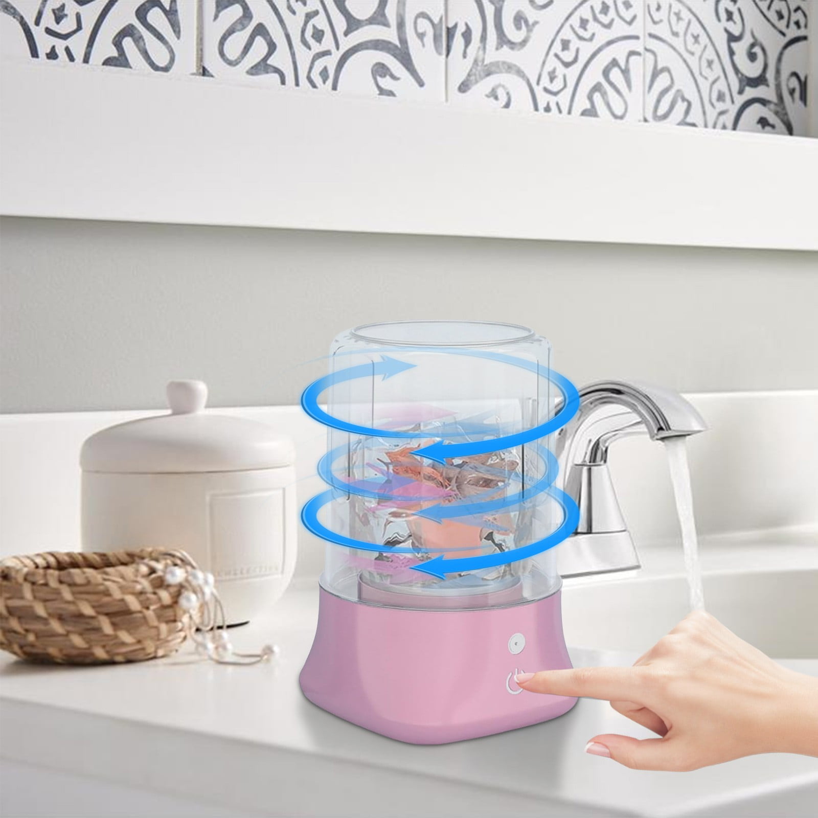 WWG Portable Mini Washing Machine 1L Capacity Wireless Rechargeable Battery Automatic for Underwear Socks Travel Compact Cleaner Cup