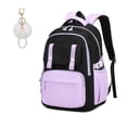 thumbnail image 1 of Mochila MUSEVOS Girls School de gran capacidad, 21 L, color negro y morado, 1 of 9
