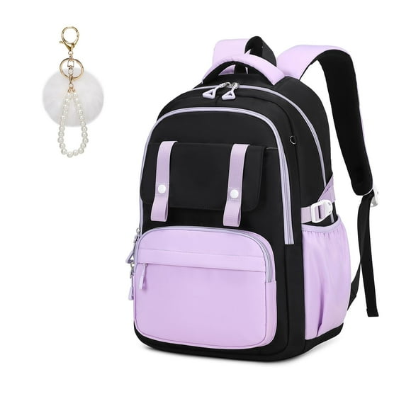 Mochila MUSEVOS Girls School de gran capacidad, 21 L, color negro y morado