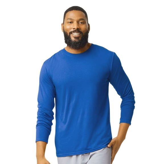 Gildan Unisex Performance Long Sleeve T-Shirt 100% Polyester Breathable Classic Fit Tee (Royal, L)