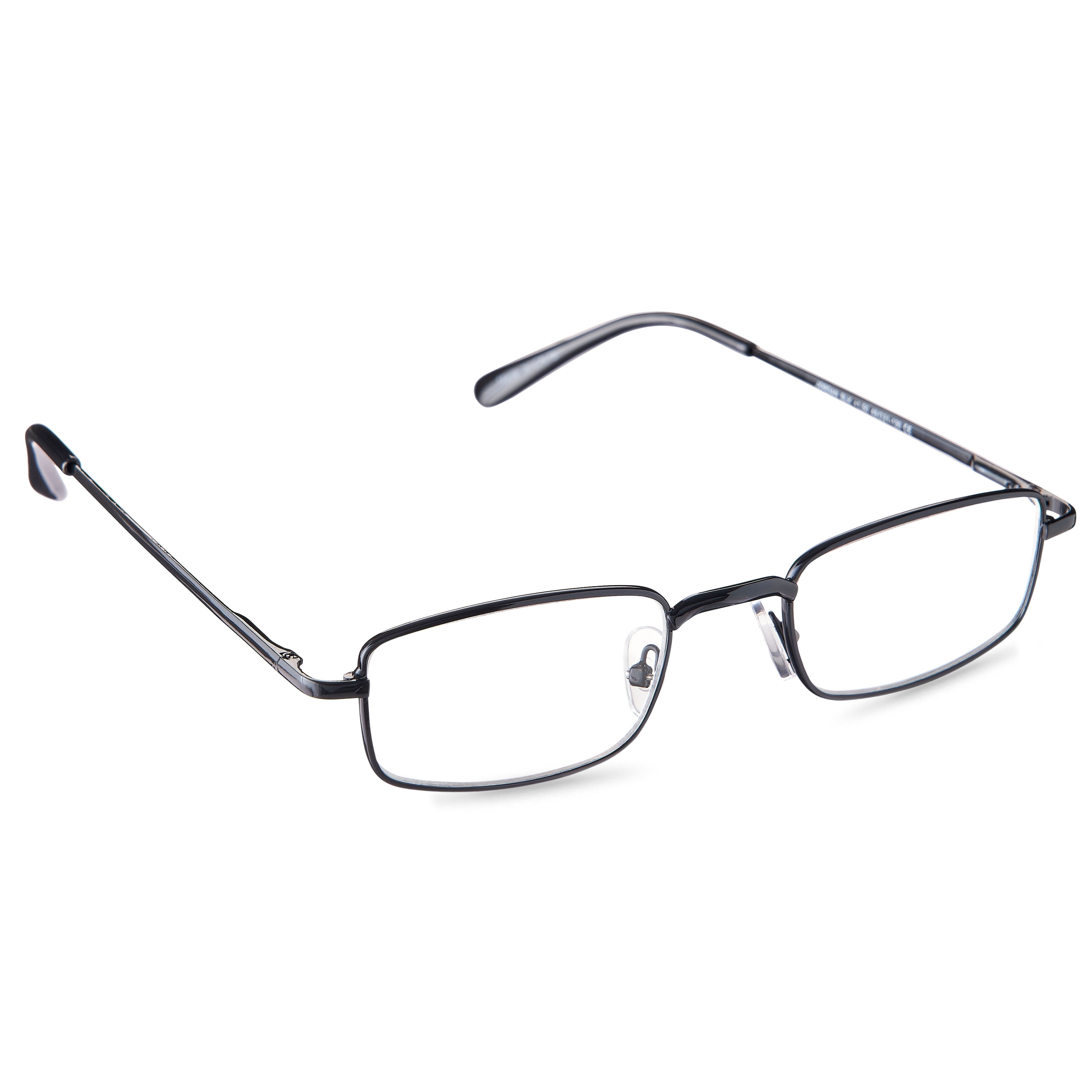 Equate Jordan Value 2-Pack Unisex Rectangular Reading Glasses with Case, Black/Gunmetal, +1.75