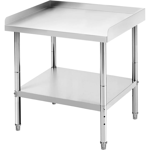 24 In x28 In x30 In Stainless Steel Prep Table with Adjustable Legs and Undershelf Spill-Proof Baffle NSF-Certified Heavy-Duty Kitchen Workbench