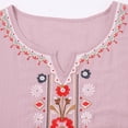 thumbnail image 5 of Linen Tops for Women Elbow Sleeve Cotton Linen Tops Lightweight Pullover Shirt 3/4 Length Sleeve Womens Tops Retro Embroidered 3/4 Sleeve Boho Tops Loose Fit Blouses Soft Floral Top 3XL, 5 of 8