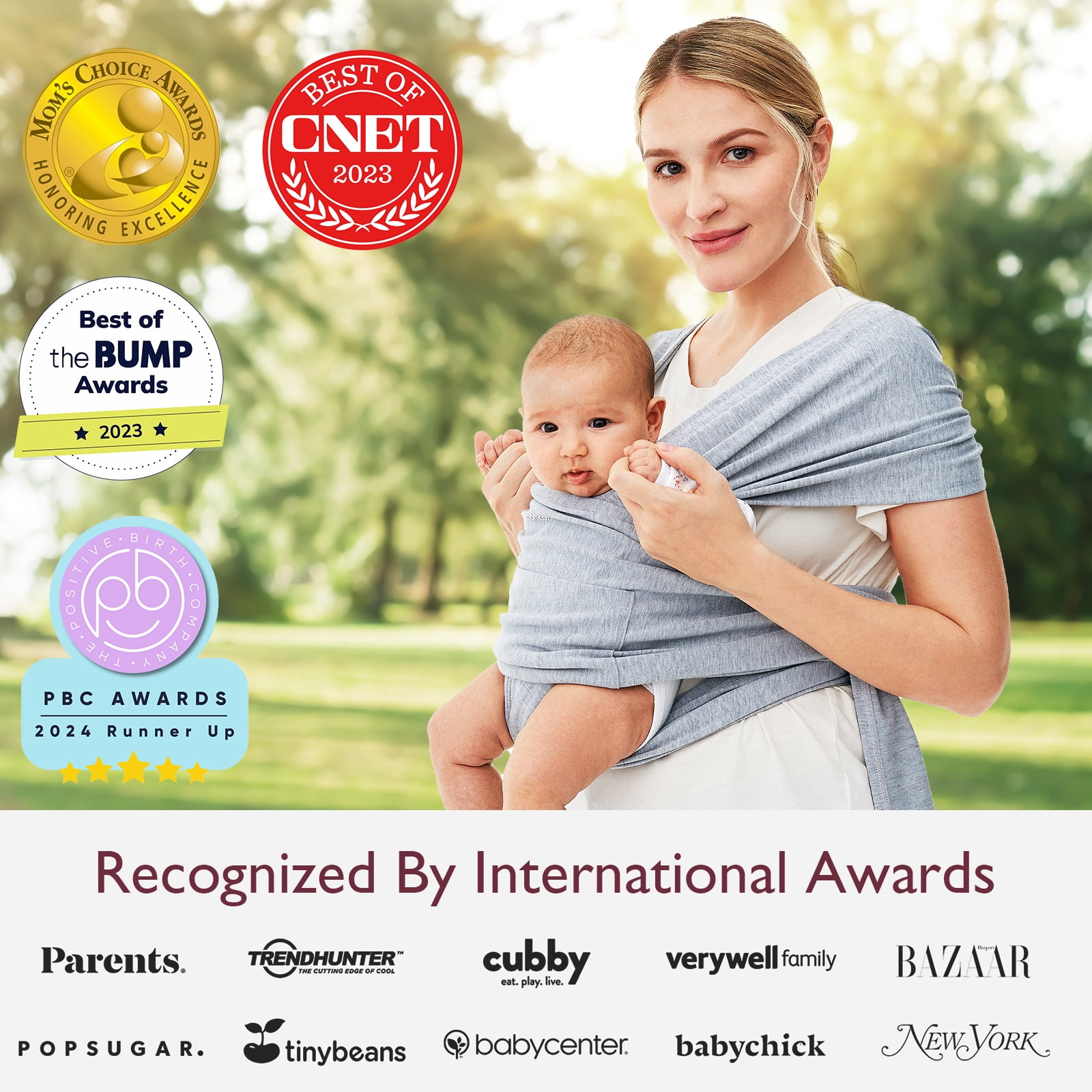 Momcozy Baby Carrier,Skin-friendly and breathable fibers,Adjustable Baby Carrier Wrap,Holds up to 35 pounds of Toddler, Easy to Wear Baby Sling Wrap