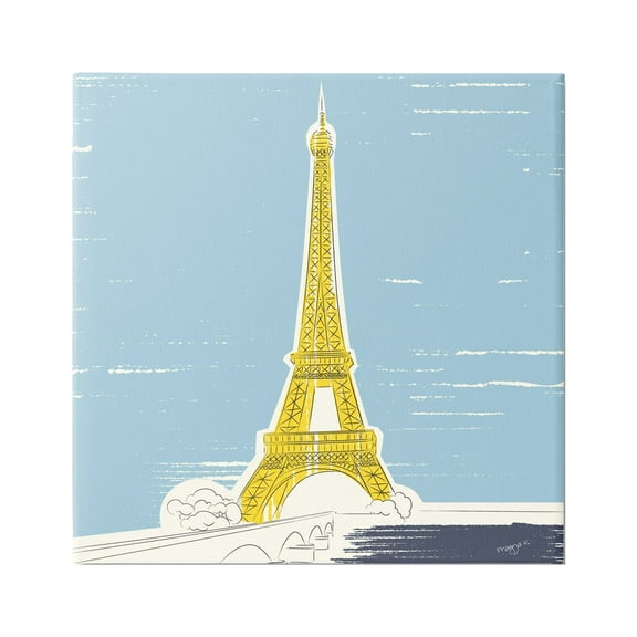 Stupell Industries Eiffel Tower Architecture Travel & Places Painting Gallery Wrapped Canvas Art Print Wall Art, 17 x 17