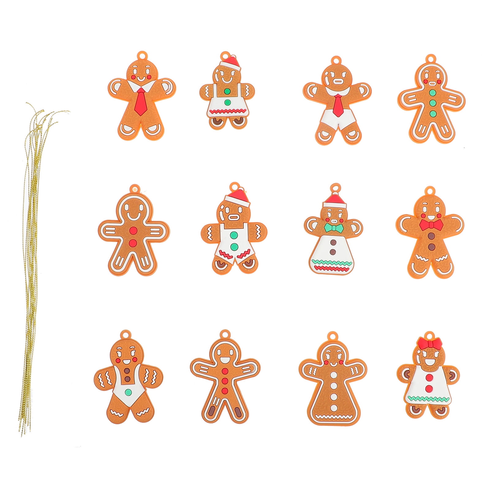 12pcs Gingerbread Man Xmas Tree Pendant Festival Gingerbread Man Decor Pendant
