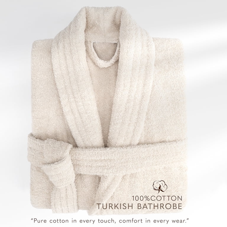 American Soft Linen Men's Cotton Bathrobe, Beige photo 2