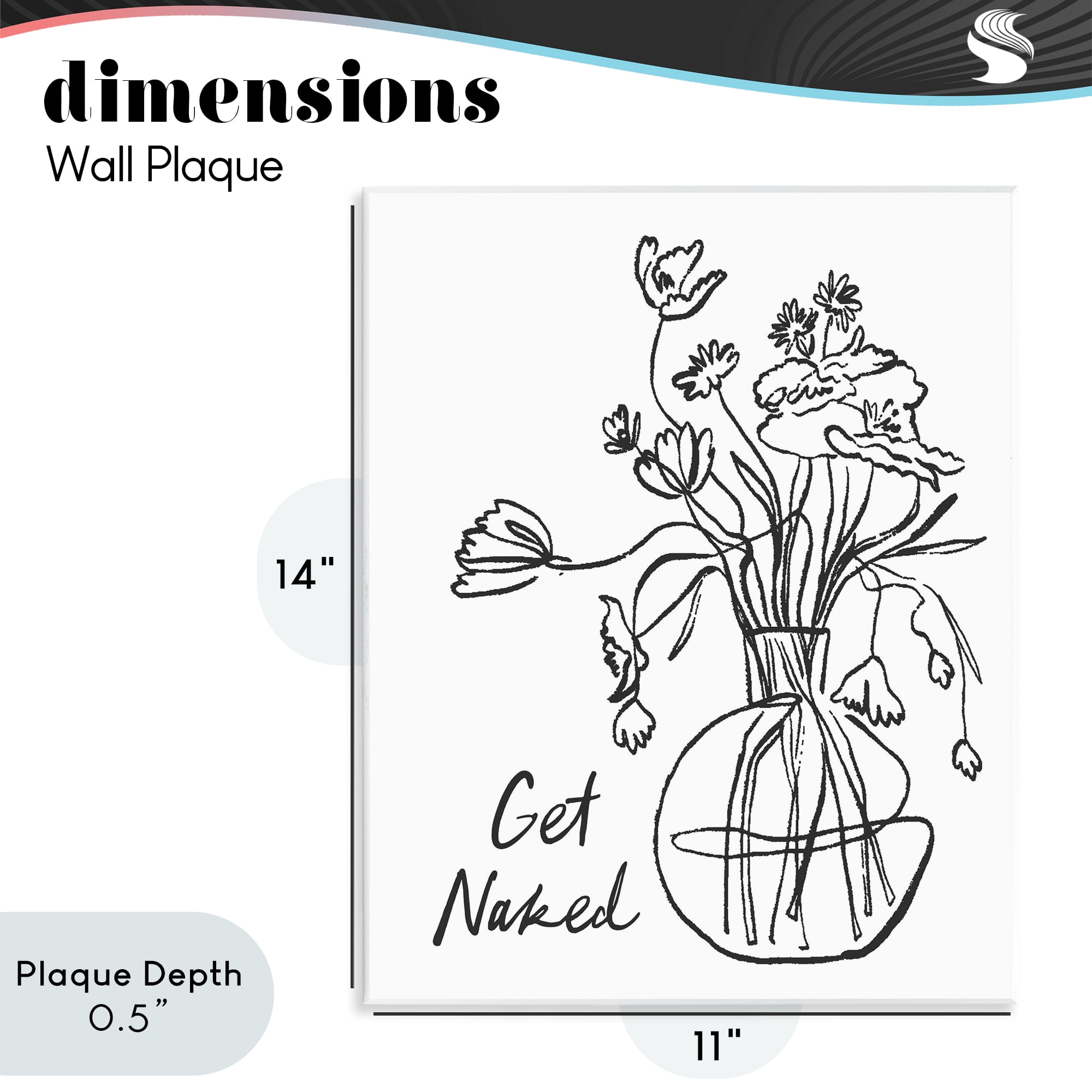 Stupell Industries Get Naked Flower Contour Wall Plaque Art, design by Lettered and Lined