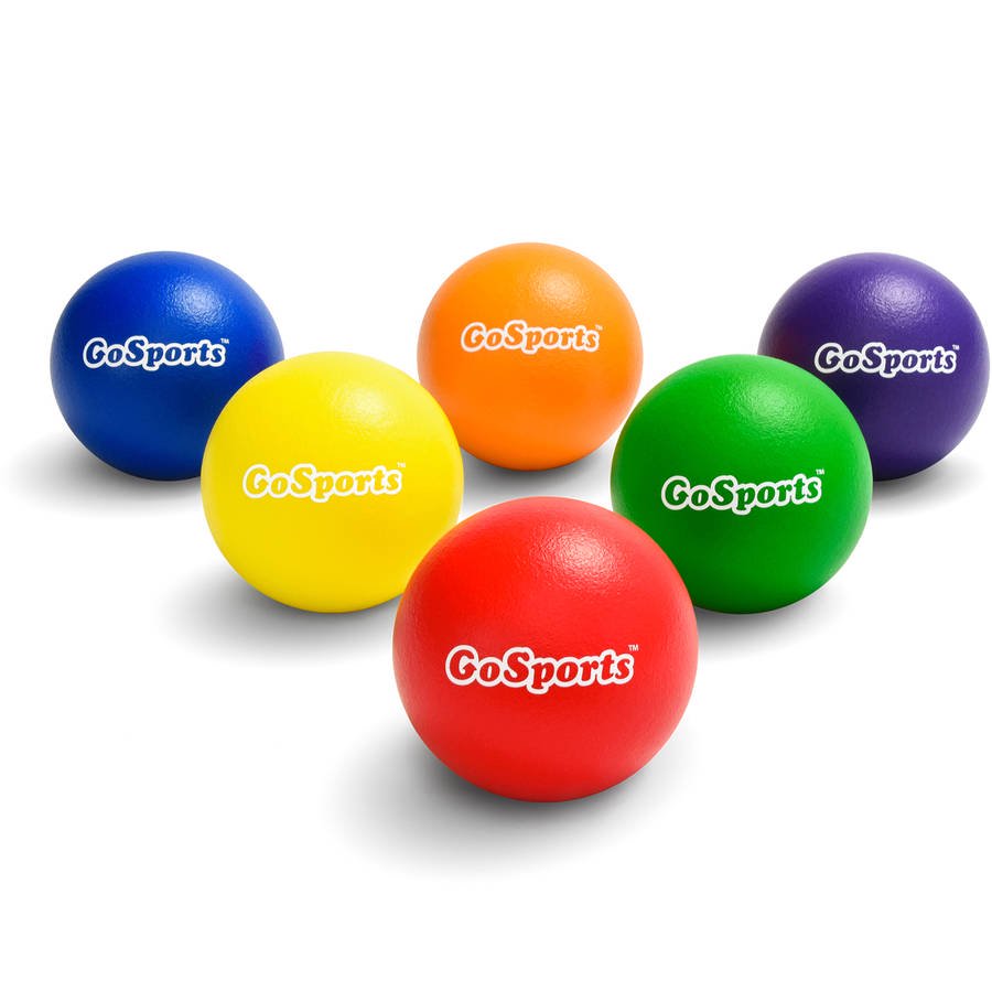 GoSports Soft Skin Foam Playground Dodgeballs 6 Pack for Kids (6 in