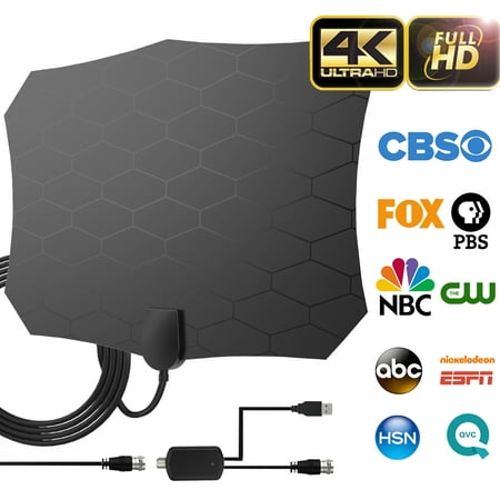 【Updated 2019 Version】 Professional TV Antenna-Indoor Digital HDTV Antennas Amplified 80-100 Mile Range 4K HD Indoor Powerful HDTV Signal Booster - 18ft Coax Cable/Detachable Signal